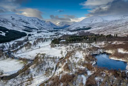 Eds Loch, hills and glens near Kinclune Estate in Scotland